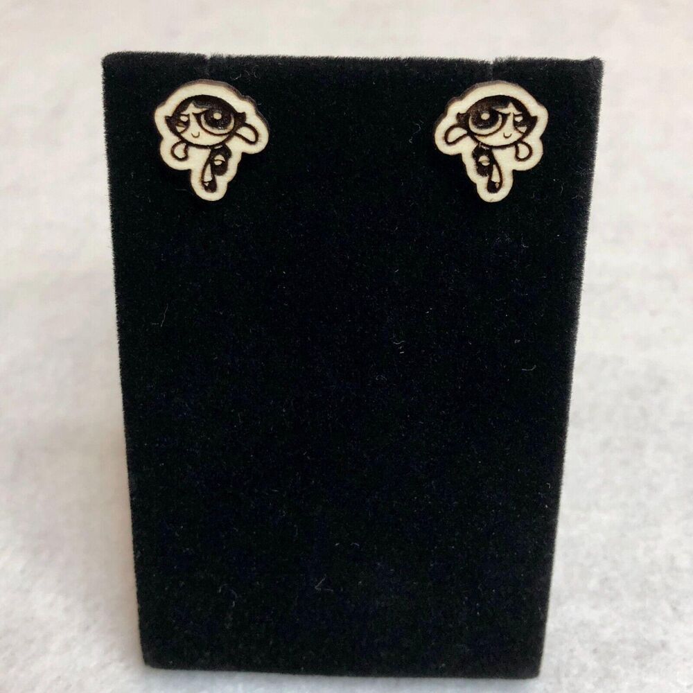 Powerpuff Girls Buttercup Wood Stud Earrings